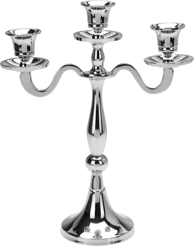 Eleganter 3-armiger Kerzenst�nder Kerzenhalter Metall Silber 30cm