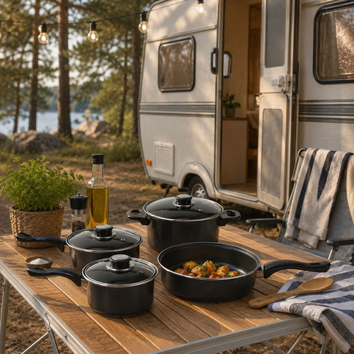 Camping Kochtopfset 7-teilig Leichtes Aluminium Topfset f�r Gasherde