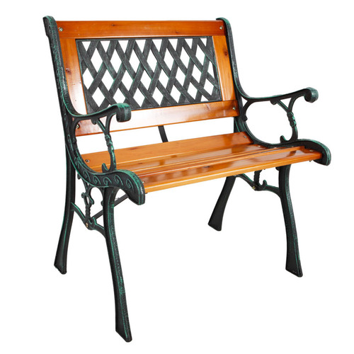 Gusseisen Gartensessel Gartenstuhl Outdoorstuhl Holz Natur bis120Kg