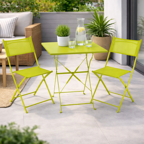 3tlg Bistroset Gartenm�belset Outdoorm�bel Balkon Limegr�n klappbar 