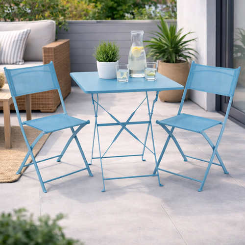3tlg Bistroset Gartenm�belset Outdoorm�bel Balkon T�rkis klappbar 