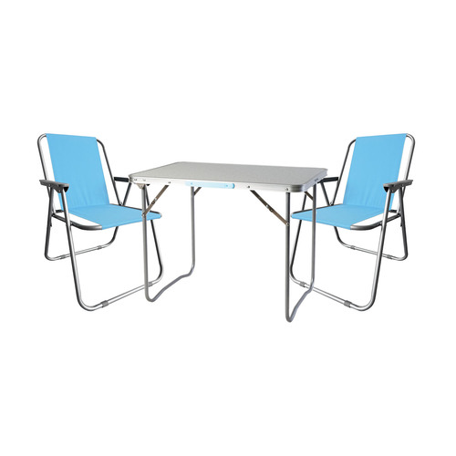 3tlg Campingm�bel Set Outdoorm�bel Camping Alu L70xB50xH59cm Hellblau