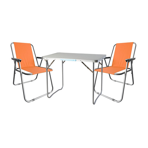 3tlg Campingm�bel Set Outdoorm�bel Camping Alu L70xB50xH59cm Orange