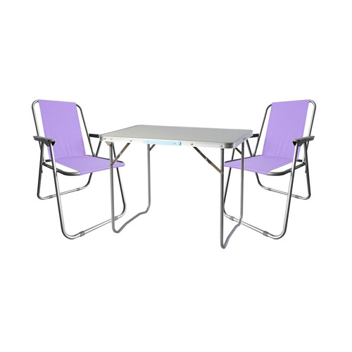 3tlg Campingm�bel Set Outdoorm�bel Camping Alu L70xB50xH59cm Lila