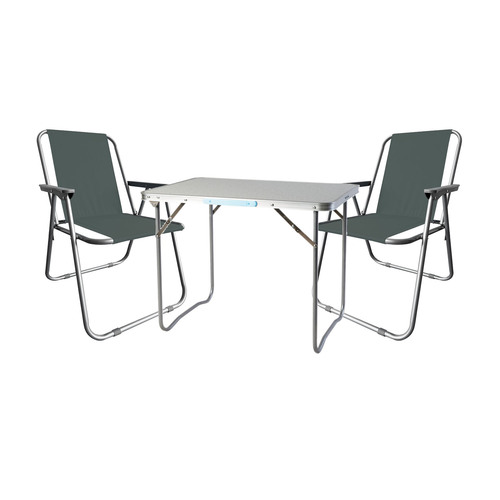 3tlg Campingm�bel Set Outdoorm�bel Camping Alu L70xB50xH59cm Anthrazit