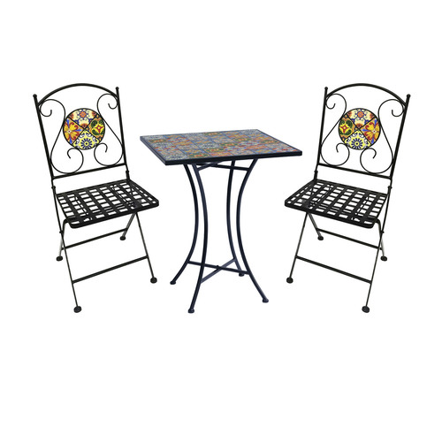 Mosaik Sitzgarnitur Set 3-teilig Sitzgruppe Gartenm�bel Tisch St�hle
