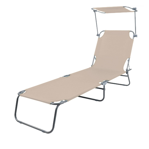 3-Bein Gartenliege Campingliege Sonnenliege 186x55x24cm mit Dach 