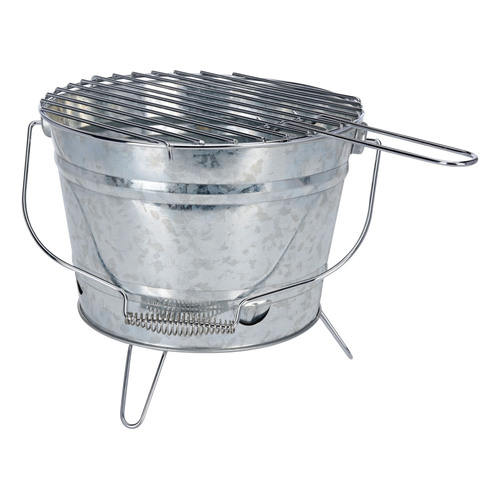 BBQ Grilleimer Zink Feuereimer Minigrill Picknickgrill 27xH22cm