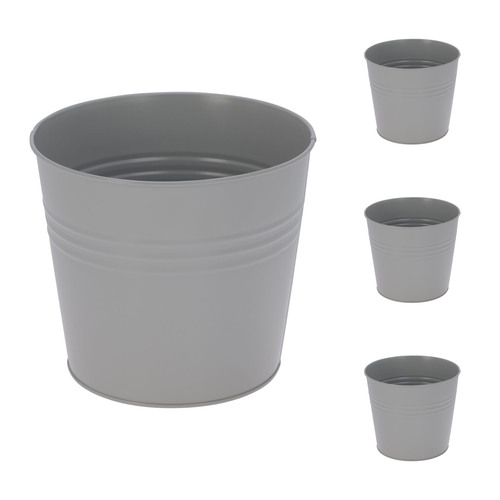 4 Stk. Blumentopf Pflanzgef Balkontopf Pflanztopf verzinkt 17xH15cm