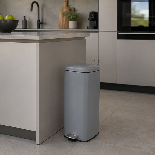 Metall M�lleimer Treteimer Abfalleimer Tretm�lleimer 30L Grau