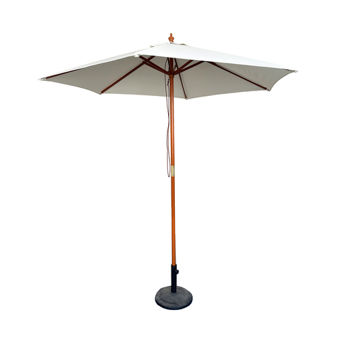 XXL Holz Sonnenschirm Marktschirm Gartenschirm Holzgestell Beige 4m 