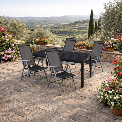 5-tlg Gartenm�bel Gartengarnitur Outdoor 125x70cm Anthrazit/Schwarz