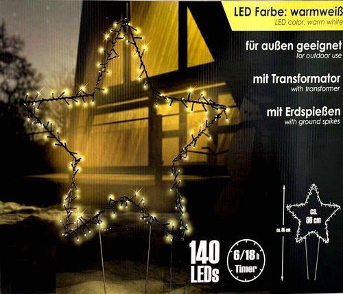 XXL LED Metall Weihnachtsstern inkl. Netzteil warmwei 140 LEDs