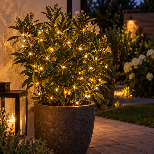 48er LED Outdoor Lichterkette Drahtlichterkette warmwei� Batterie
