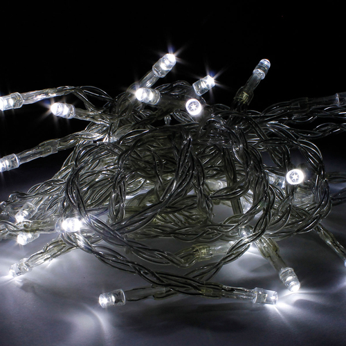 50er LED - Lichterkette Lichtfarbe kaltwei�  Innen und Au�en batteriebetrieben