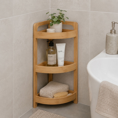Bambus Badezimmer Badregal Eckregal Wandregal Regal 3 Etagen 23xH61cm