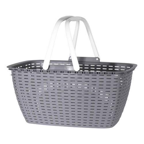 Tragbarer  Einkaufskorb W�schekorb W�schesammler Henkel 23 Liter Grau