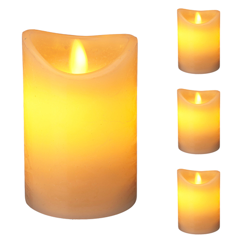 4x LED Stumpenkerze Adventskranz Kerze Echtwachs 7x10cm Wei� Batterie