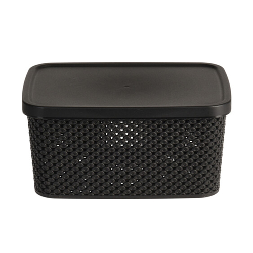 Box mit Deckel Aufbewahrungsbox Kunststoff 3,5L schwarz L23xB17xH12cm
