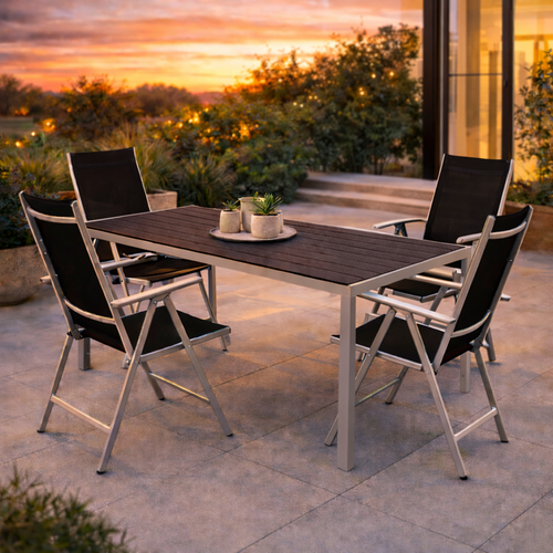 5tlg Gartengarnitur Gartenm�bel Nonwood Tisch 180x90cm 4x Hochlehner 