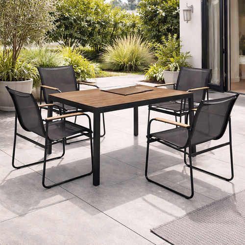 5tlg Gartengarnitur Gartenm�bel Holzoptik 150 x 80cm 4 x Stuhl