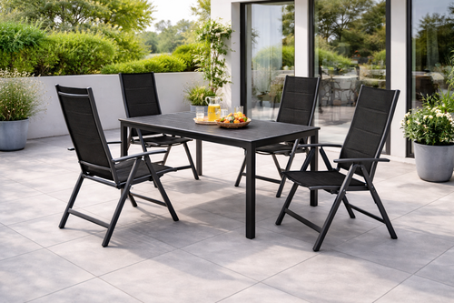 5tlg Gartengarnitur Gartenm�bel Tisch 150x90cm 4xHochlehner gepolstert