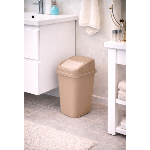 Waste Bin M�lleimer Kosmetikeimer Bad Schwingdeckel 10L Beige