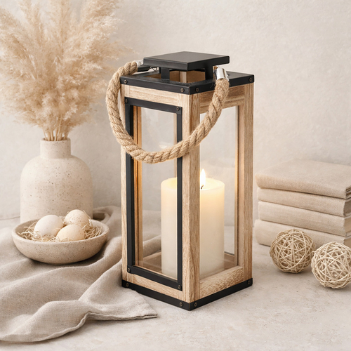 Laterne aus Holz mit Metalldach Deko-Laternen H�he 32cm