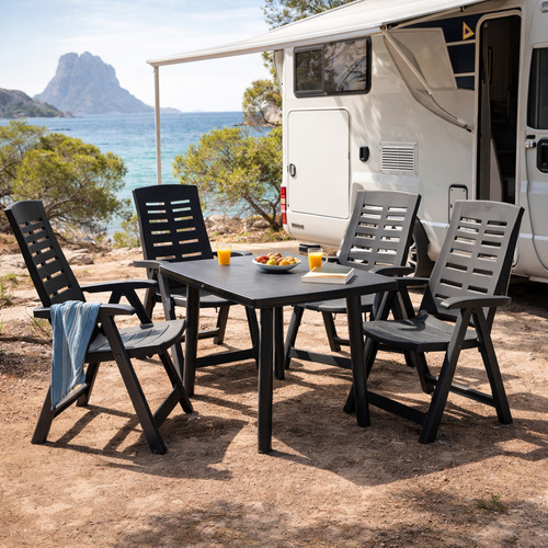 5tlg Gartengarnitur Camping Outdoorm�bel 100x70cm Kunststoff Anthrazit