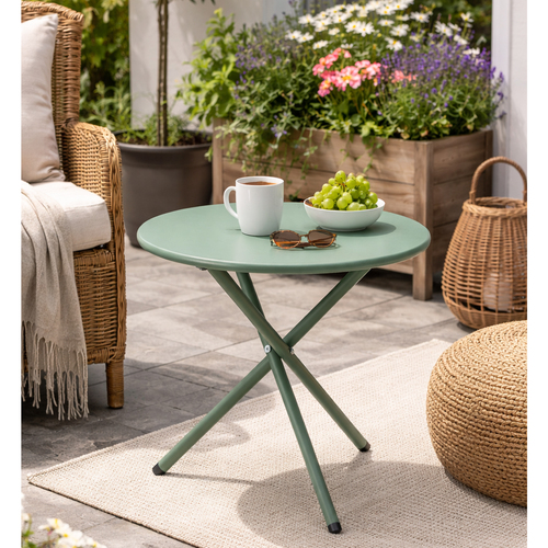 Bistrotisch Balkontisch Beistelltisch rund Gr�n Stahl 48xH48cm