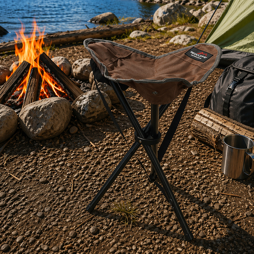 3Bein Dreibeinhocker Campinghocker Anglerhocker Tragegurt Braun H51cm
