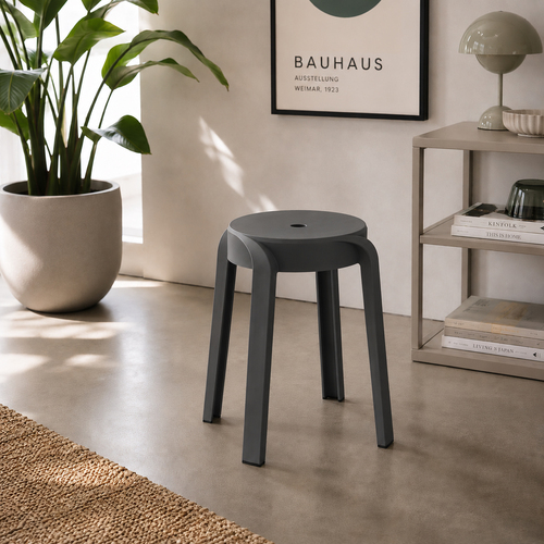 Kunststoff-Hocker Grau stapelbar leichter Sitzhocker Innen & Au�en