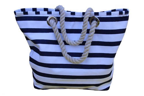 Gro�e Tasche uni/ maritime Streifen Strandtasche, Shopper, Tragetasche, Einkaufstasche