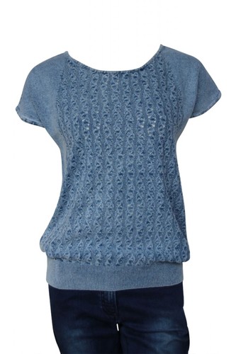 PIECE OF BLUE Damen luftiger Strickpulli rot/ iceblau/ wei - Nachfolger von Blue Willis 100% Baumwolle Gr.S, Gr.M, Gr.L, Gr.XL, Gr.XXL