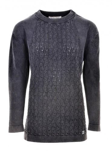 PIECE OF BLUE Damen luftiger Strickpulli schwarz stone washed - Nachfolger von Blue Willis 100% Baumwolle, leichter Strickpullover aus 100% Baumwolle, Gr.S, Gr.M, Gr.L, Gr.XL, Gr.XXL