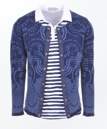 PIECE OF BLUE Damen Strickjacke indigo Muster - Nachfolger von Blue Willis Gr.M, Gr.L, Gr.XL, Gr.XXL