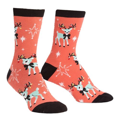 Sock it to me - Damen Socken -  WITH BELLS ON!- lustige Damen Socken Rentier mit Glocken Gr.36-42 One Size