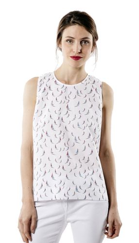 Saint James Da. Bluse ohne Arm mit Alloverprint Segelboot 