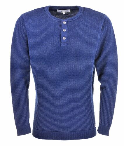 PIECE OF BLUE Herren Pullover indigo 100% Baumwolle, exclusiver Strickpullover Gr.M, Gr.L, Gr.XL, Gr. XXL, Gr.XXXL