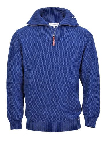 PIECE OF BLUE Herren Pullover Troyer 100% Baumwolle, exclusiver Strickpullover Gr.M, Gr.L, Gr.XL, Gr. XXL, Gr.XXXL 