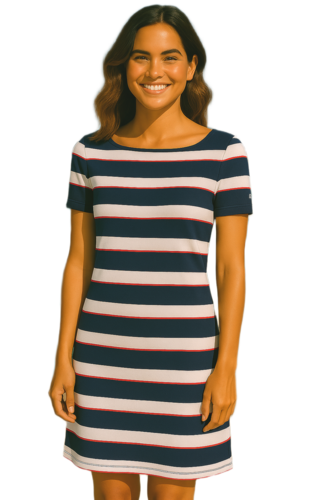 Saint James Kleid Jersey 100% Baumwolle maritime Streifen navy red