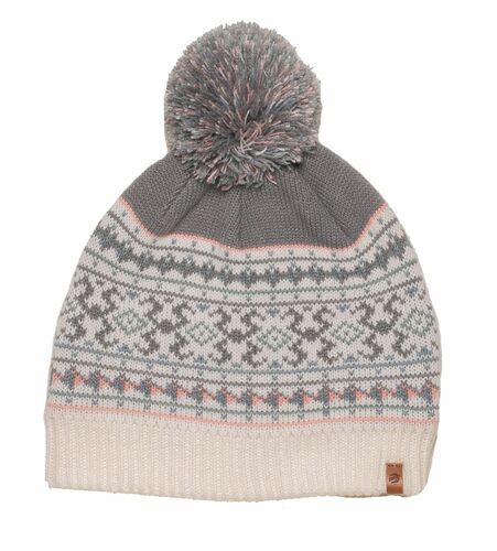 Brakeburn M�tze mit Bommel natur weiche Strickm�tze, Bommelm�tze, Damenm�tze Norwegerstrickmuster