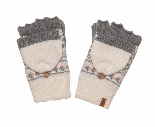 Brakeburn Damen Handschuhe natur beige Strick kuschelweich Norwegermuster