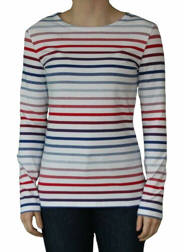 Saint James Da. Shirt Jersey d�nn wei� blau rot gestreiftes maritimes Shirt Bretagne Shirt