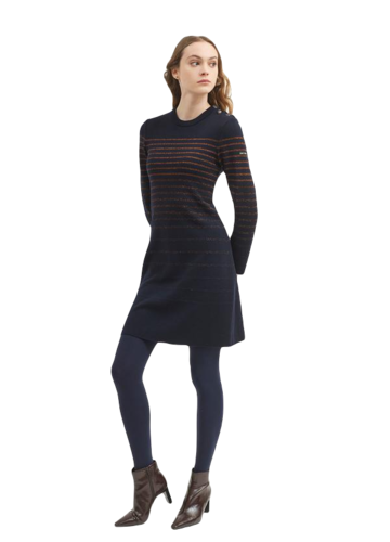 Saint James Kleid Diamant Lurex 100% feinste Wolle exklusiver Schick