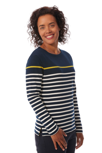 Mousqueton Damen Ringelshirt Klassik Rundhals 100% Baumwolle gestreift 285 g Bretagne Shirt bretonisch Gr.S, Gr.M, Gr.L, Gr.XL, Gr.XXL, Gr.XXXL