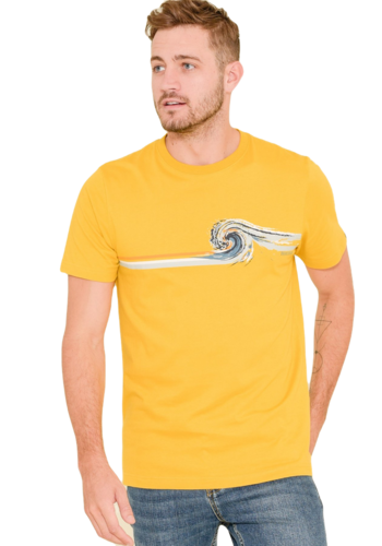 Brakeburn Herren T-Shirt Wave Welle senffarben f�r Wassersportler, Schwimmer Surfer  Gr.M,Gr.L, Gr.XL, Gr. XXL, Gr. XXXL