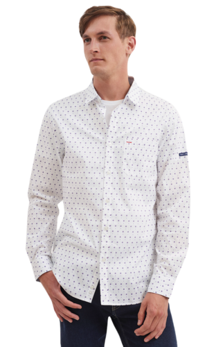 Saint James Herren Hemd GOTS Baumwolle Popeline Martin ML 9594 kleines Muster feiner Griff