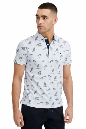 Red Green Poloshirt Herren Palmen Schiffe Wellen Print Baumwolle Polokragen mit Knopfleiste Piqu� Gr.M,Gr.L, Gr.XL, Gr. XXL, Gr. XXXL