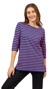 Saint James Da. Bretagne Shirt 3/4 Arm navy wei� Anti UV Polyamid 